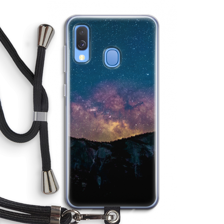 Travel to space: Samsung Galaxy A40 Transparant Hoesje met koord