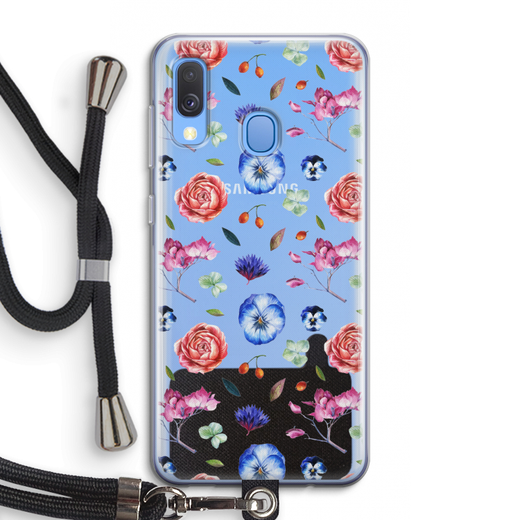 Bloemetjes: Samsung Galaxy A40 Transparant Hoesje met koord