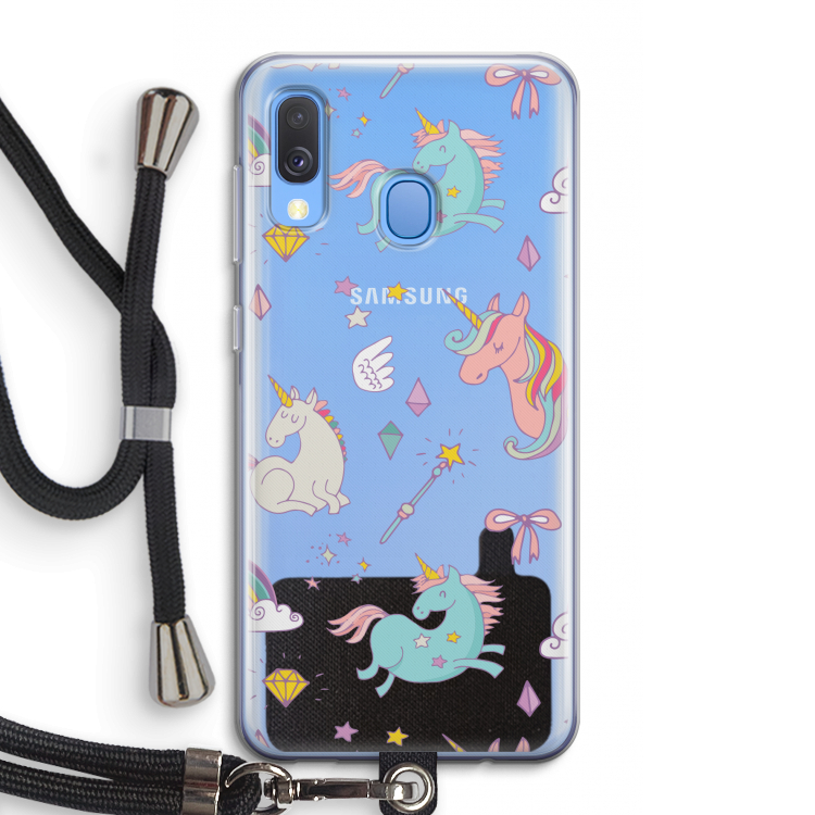 Fantasiewereld: Samsung Galaxy A40 Transparant Hoesje met koord