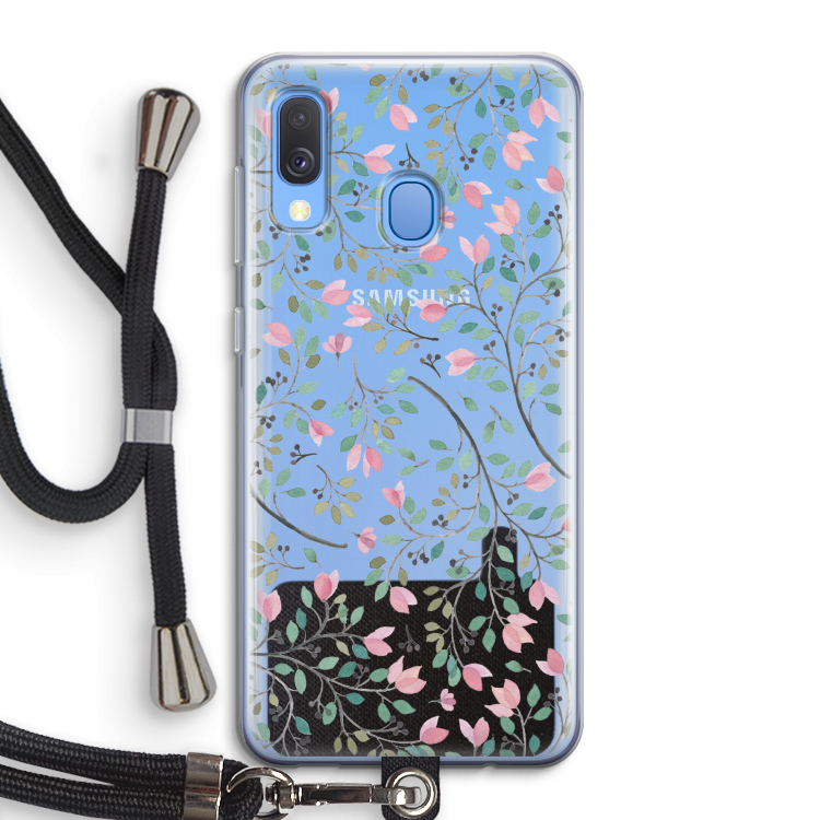 Sierlijke bloemen: Samsung Galaxy A40 Transparant Hoesje met koord