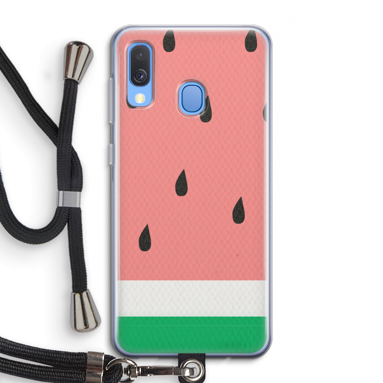 Watermeloen: Samsung Galaxy A40 Transparant Hoesje met koord