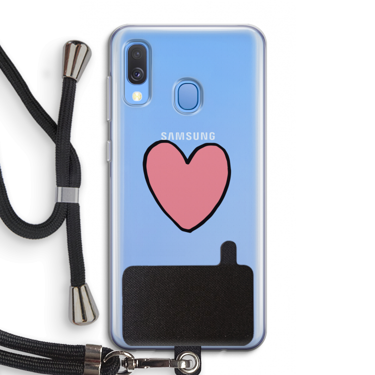 Hartje: Samsung Galaxy A40 Transparant Hoesje met koord