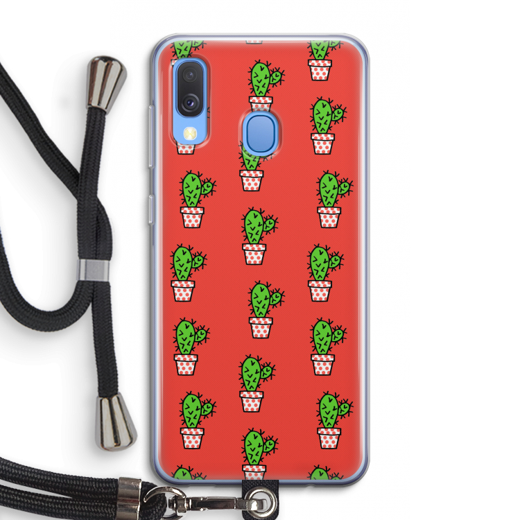 Mini cactus: Samsung Galaxy A40 Transparant Hoesje met koord