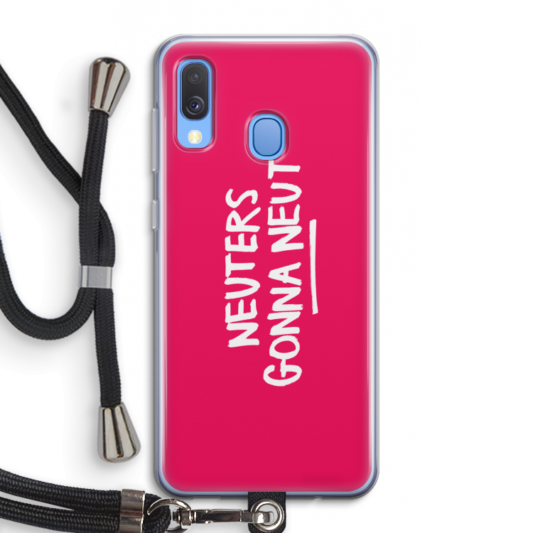 Neuters (roze): Samsung Galaxy A40 Transparant Hoesje met koord