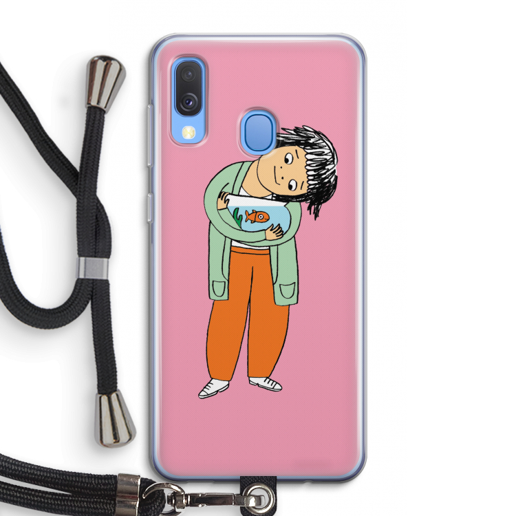 Visknuffel: Samsung Galaxy A40 Transparant Hoesje met koord
