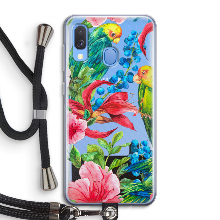 Papegaaien: Samsung Galaxy A40 Transparant Hoesje met koord