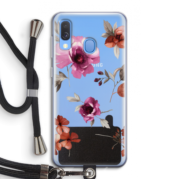 Geschilderde bloemen: Samsung Galaxy A40 Transparant Hoesje met koord