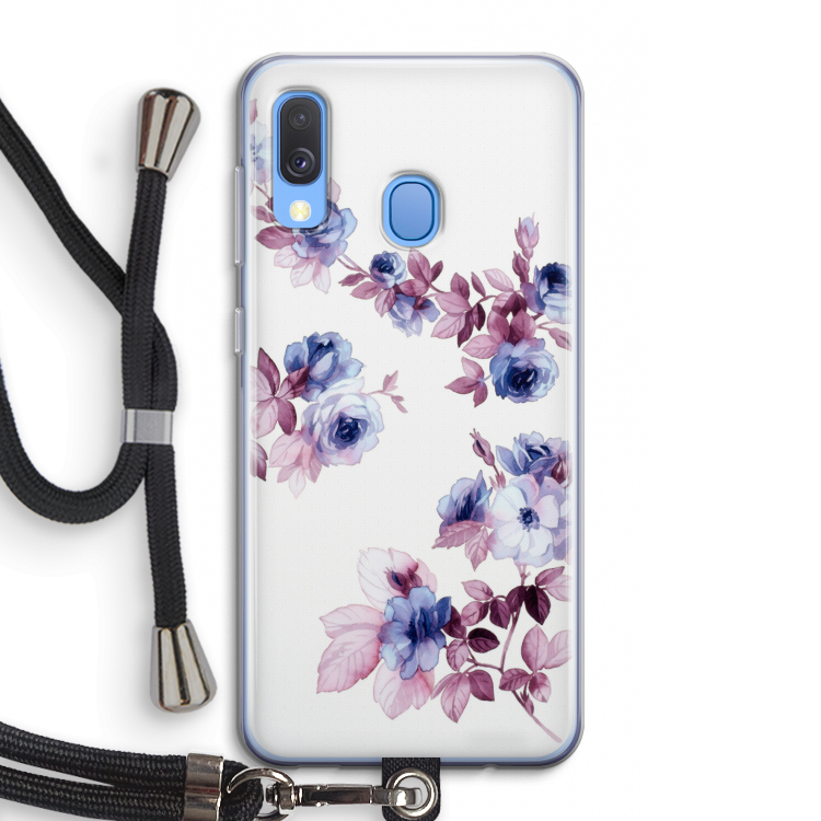 Waterverf bloemen: Samsung Galaxy A40 Transparant Hoesje met koord