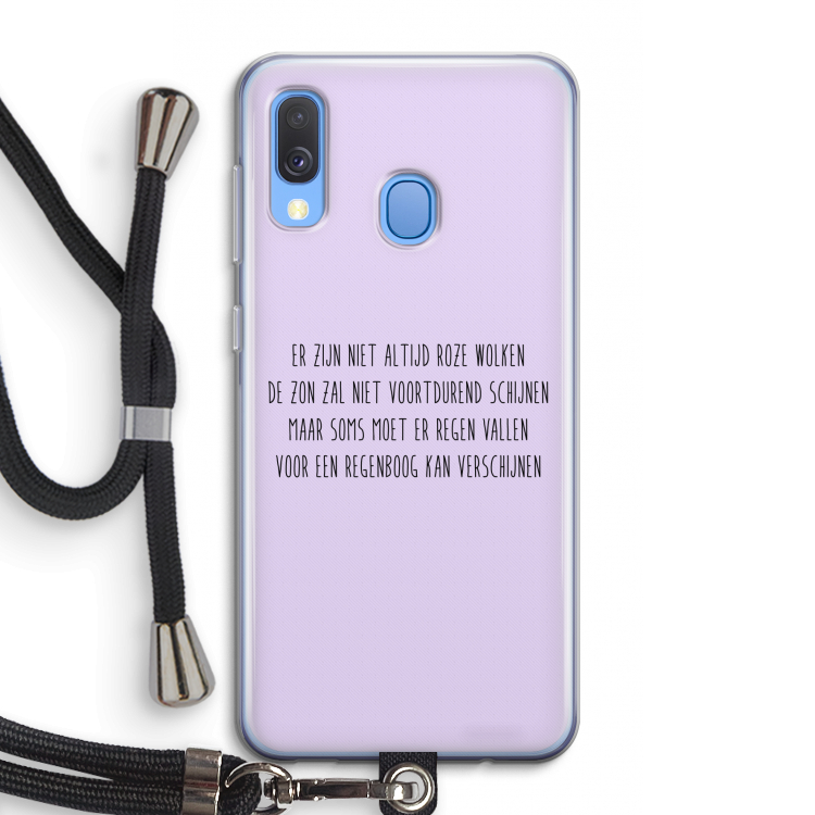 Regenboog: Samsung Galaxy A40 Transparant Hoesje met koord