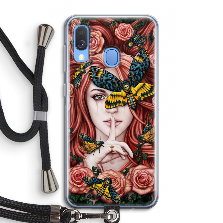 Lady Moth: Samsung Galaxy A40 Transparant Hoesje met koord