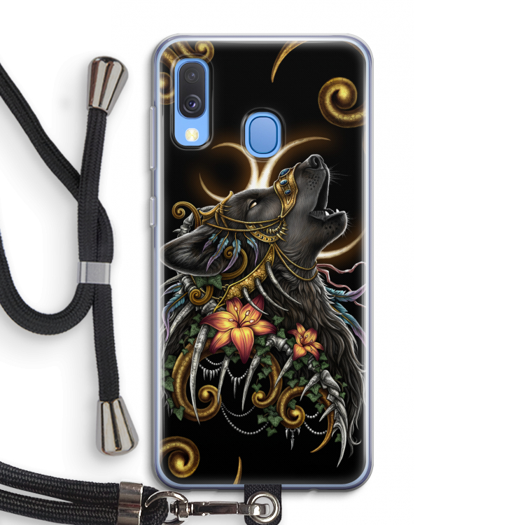 Huilende Wolf: Samsung Galaxy A40 Transparant Hoesje met koord