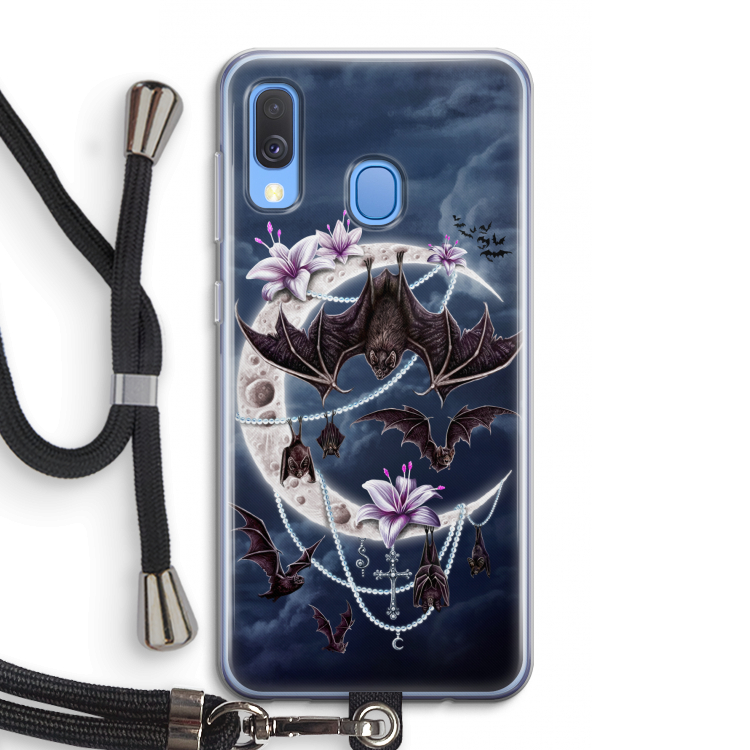 Vleermuizen Maan: Samsung Galaxy A40 Transparant Hoesje met koord