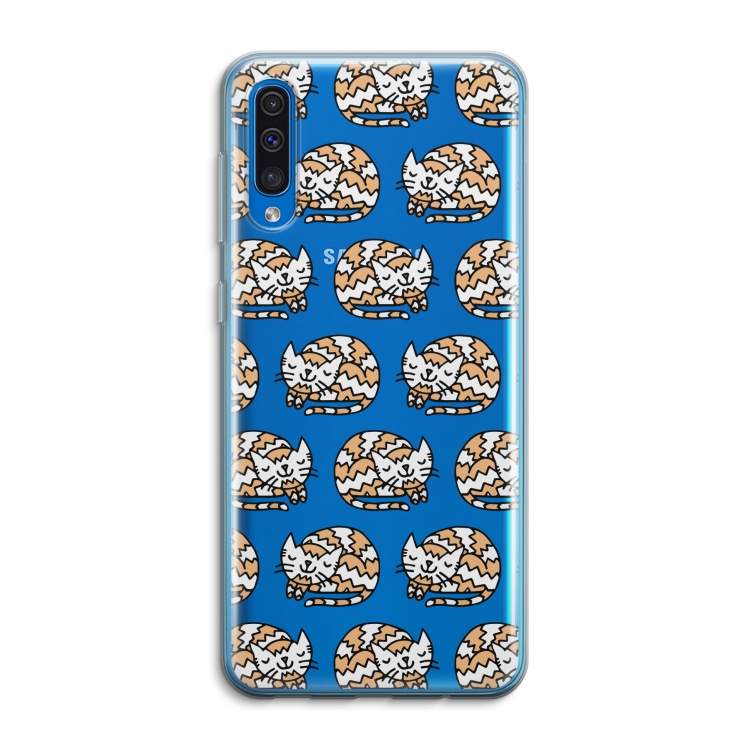 Slapende poes: Samsung Galaxy A50 Transparant Hoesje