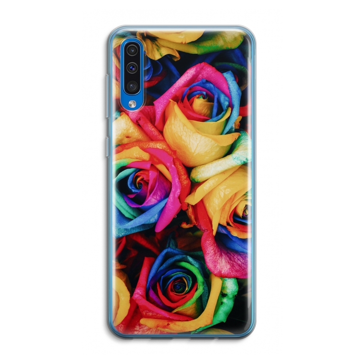 Neon bloemen: Samsung Galaxy A50 Transparant Hoesje