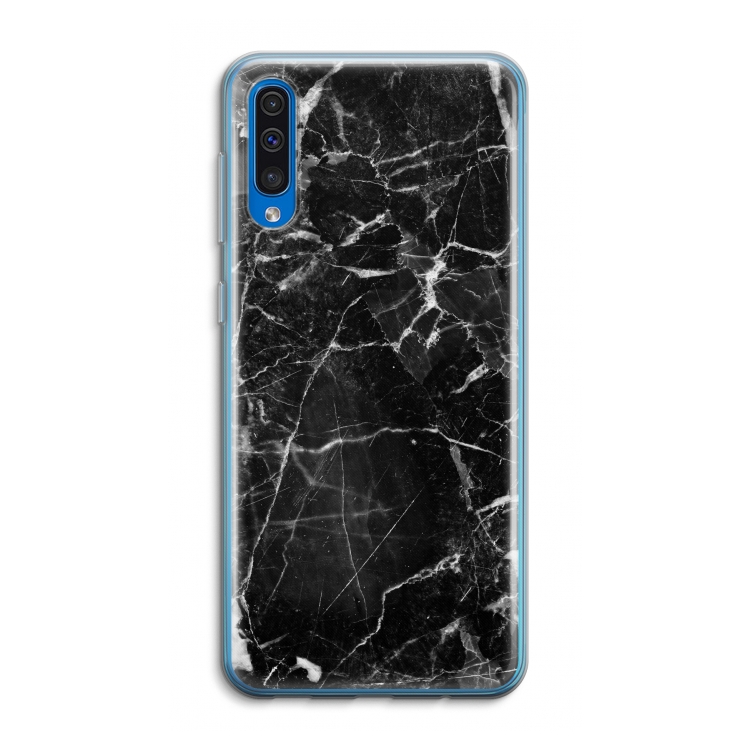 Zwart Marmer 2: Samsung Galaxy A50 Transparant Hoesje