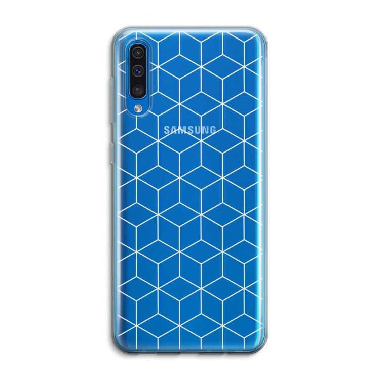 Zwart-witte kubussen: Samsung Galaxy A50 Transparant Hoesje
