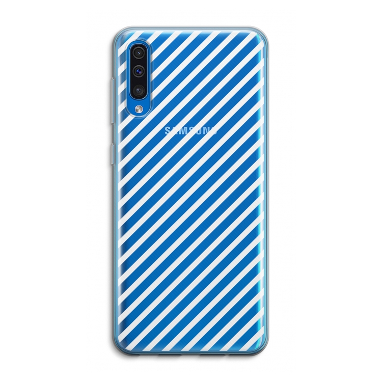 Strepen zwart-wit: Samsung Galaxy A50 Transparant Hoesje