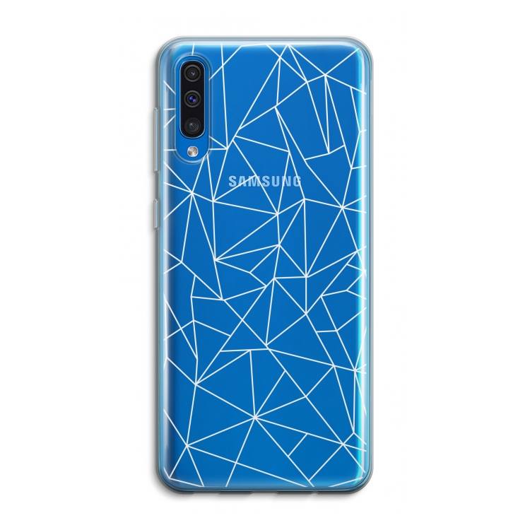 Geometrische lijnen wit: Samsung Galaxy A50 Transparant Hoesje