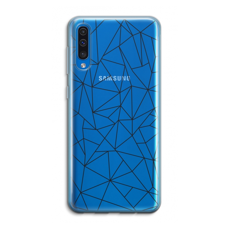 Geometrische lijnen zwart: Samsung Galaxy A50 Transparant Hoesje