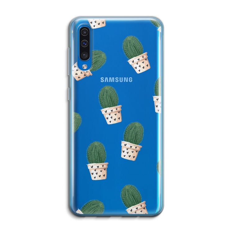 Cactusprint roze: Samsung Galaxy A50 Transparant Hoesje