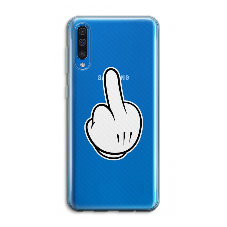 Middle finger white: Samsung Galaxy A50 Transparant Hoesje