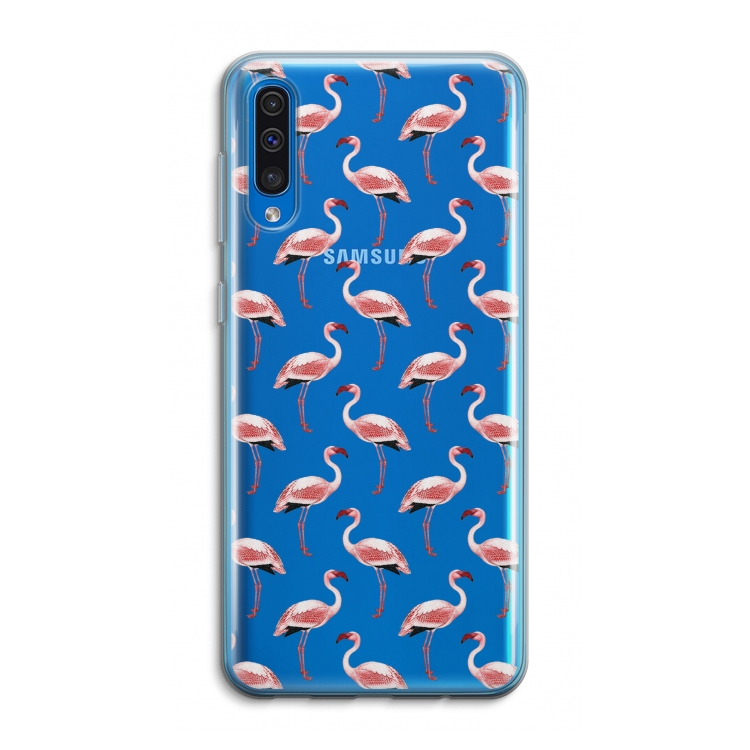 Flamingoprint groen: Samsung Galaxy A50 Transparant Hoesje