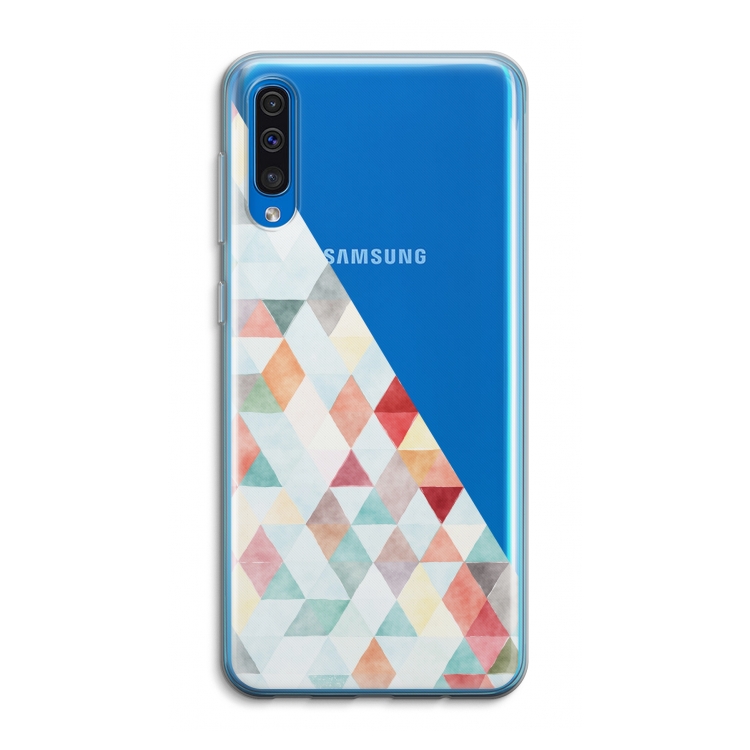 Gekleurde driehoekjes pastel: Samsung Galaxy A50 Transparant Hoesje