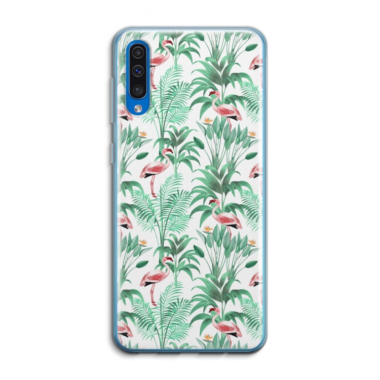 Flamingo bladeren: Samsung Galaxy A50 Transparant Hoesje