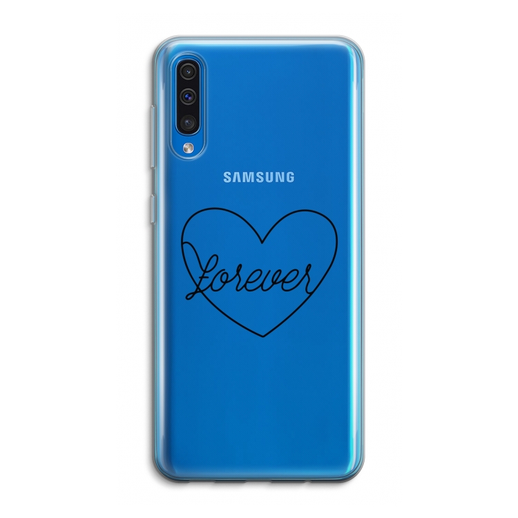 Forever heart black: Samsung Galaxy A50 Transparant Hoesje