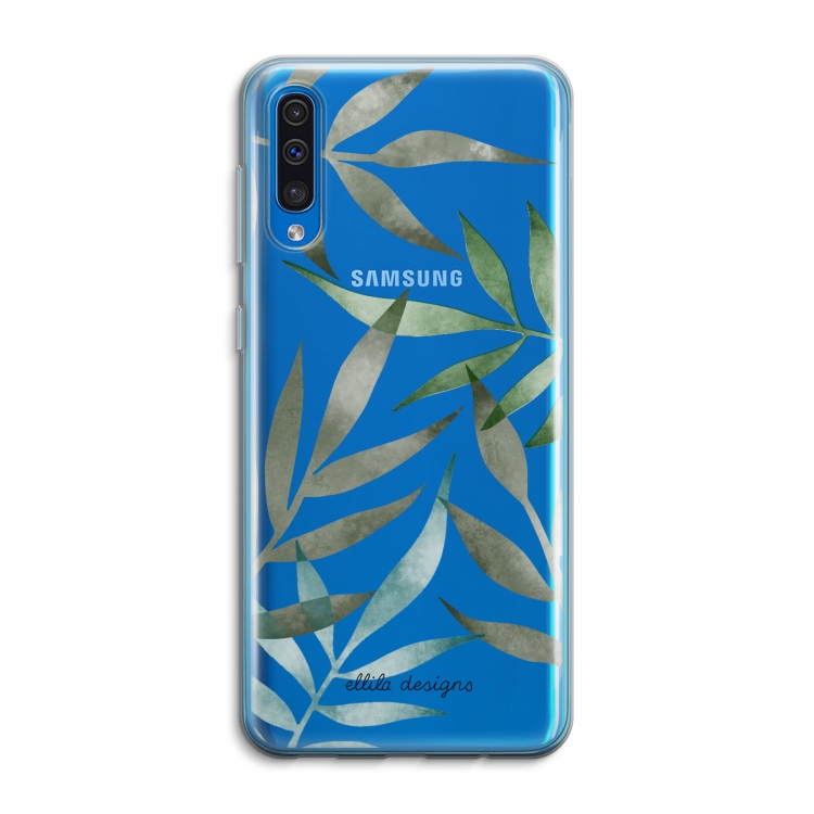 Tropical watercolor leaves: Samsung Galaxy A50 Transparant Hoesje