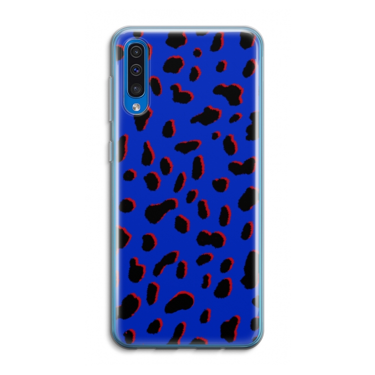 Blue Leopard: Samsung Galaxy A50 Transparant Hoesje