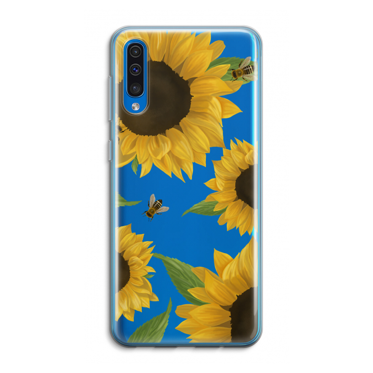 Sunflower and bees: Samsung Galaxy A50 Transparant Hoesje