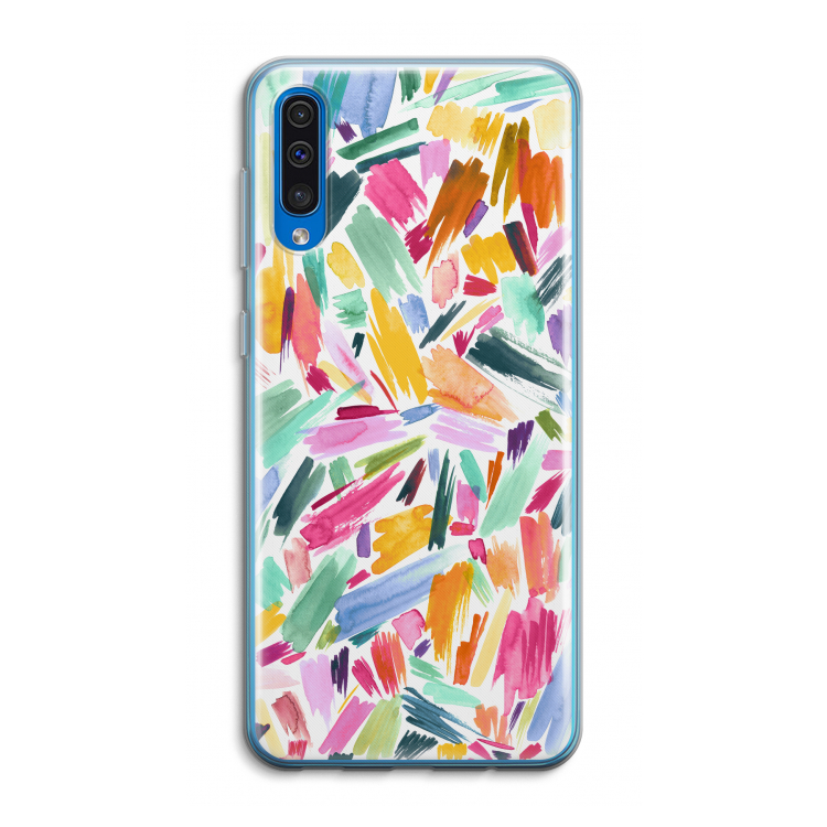 Watercolor Brushstrokes: Samsung Galaxy A50 Transparant Hoesje