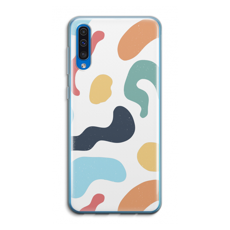 Memphis Shapes Blue: Samsung Galaxy A50 Transparant Hoesje