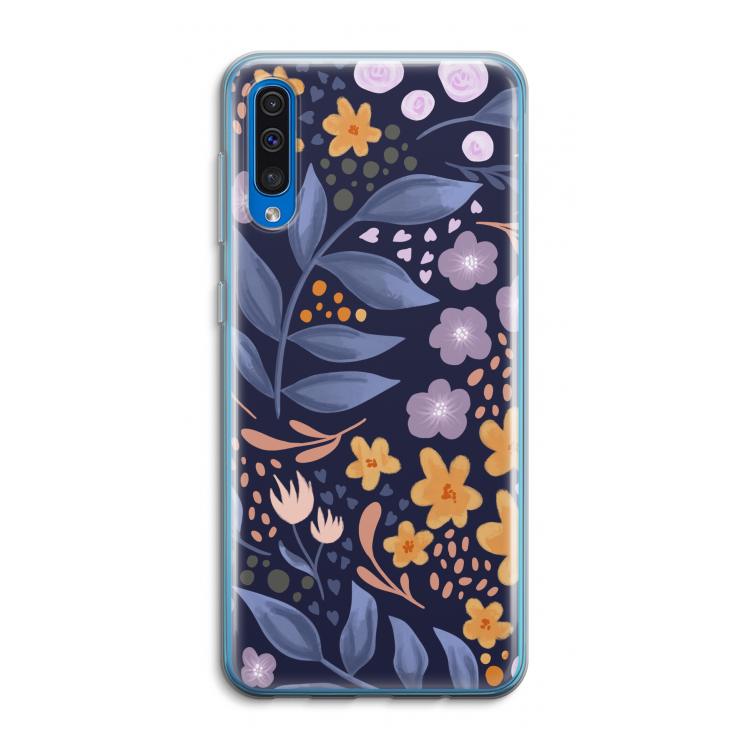 Flowers with blue leaves: Samsung Galaxy A50 Transparant Hoesje