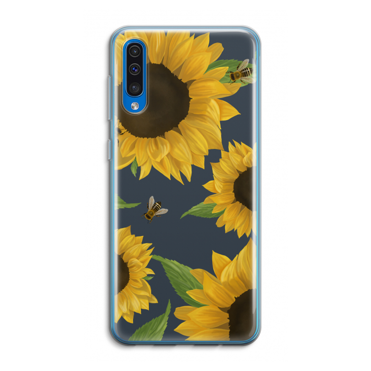 Sunflower and bees: Samsung Galaxy A50 Transparant Hoesje