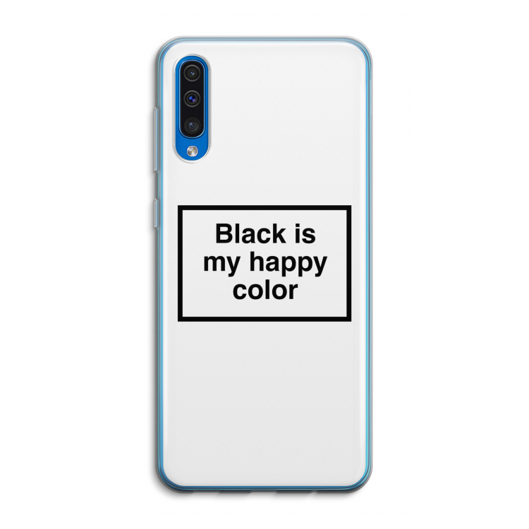Black is my happy color: Samsung Galaxy A50 Transparant Hoesje