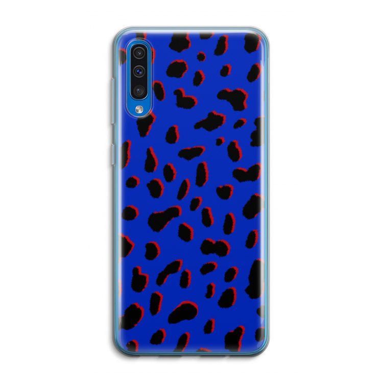Blue Leopard: Samsung Galaxy A50 Transparant Hoesje