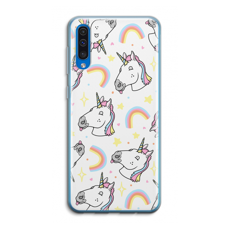 Rainbow Unicorn: Samsung Galaxy A50 Transparant Hoesje