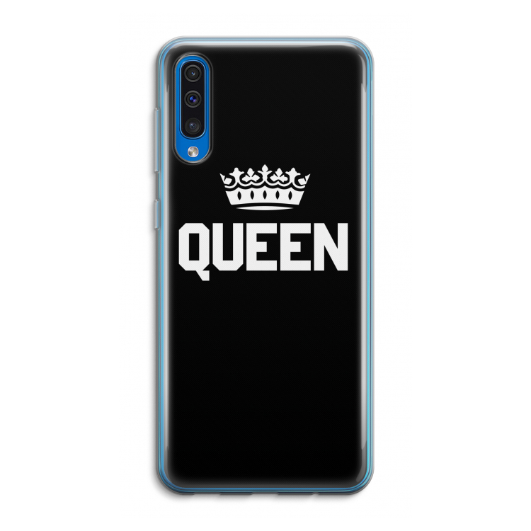 Queen zwart: Samsung Galaxy A50 Transparant Hoesje