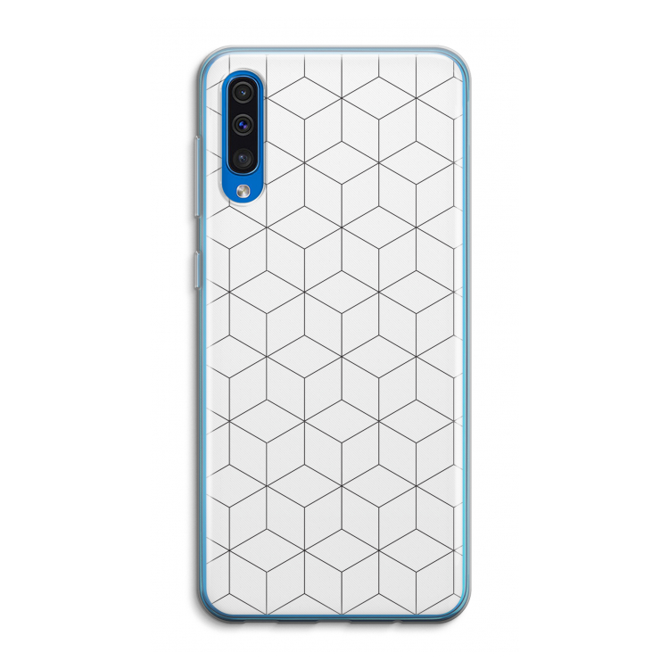 Zwart-witte kubussen: Samsung Galaxy A50 Transparant Hoesje