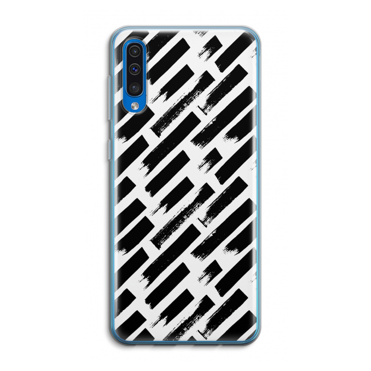 Zwarte vegen: Samsung Galaxy A50 Transparant Hoesje