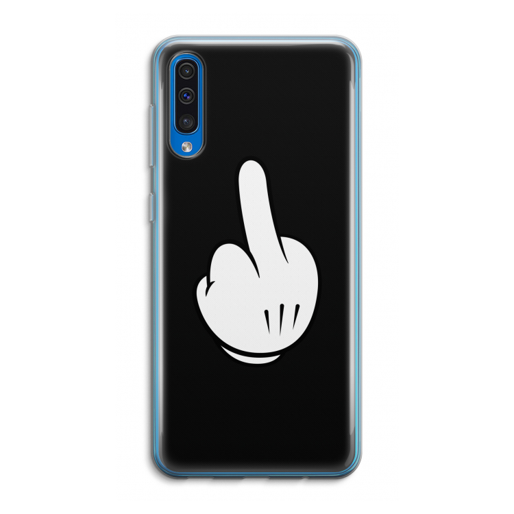 Middle finger black: Samsung Galaxy A50 Transparant Hoesje