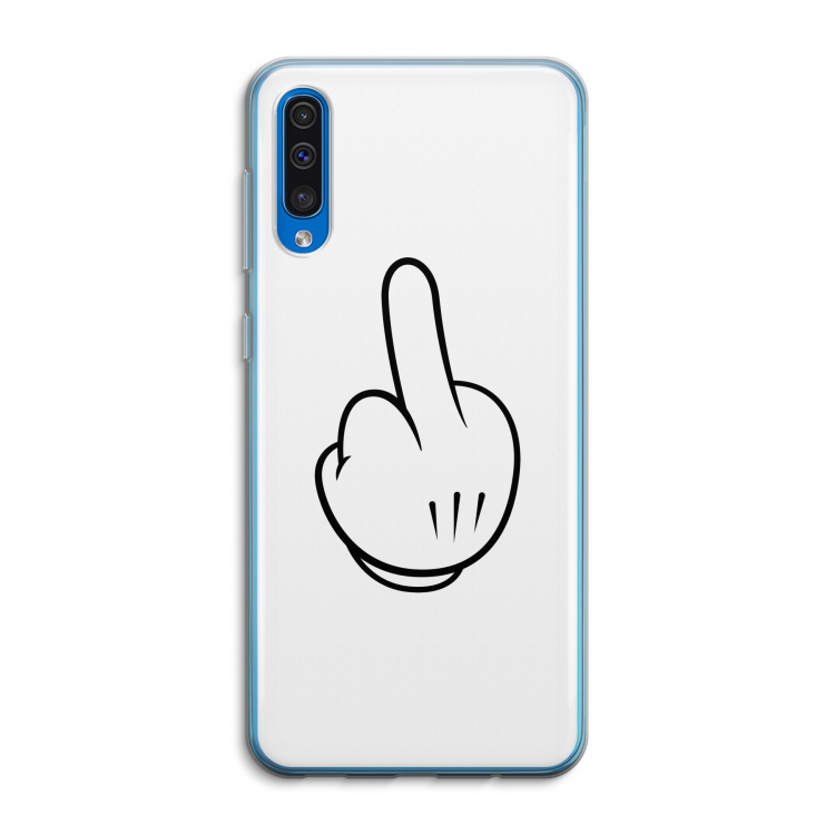 Middle finger white: Samsung Galaxy A50 Transparant Hoesje