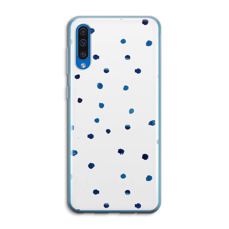 Blauwe stippen: Samsung Galaxy A50 Transparant Hoesje