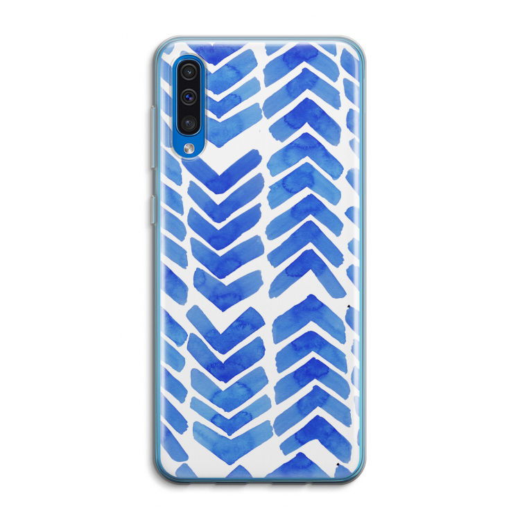 Blauwe pijlen: Samsung Galaxy A50 Transparant Hoesje
