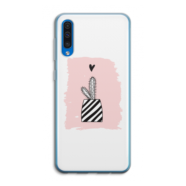 Zwart-wit cactus: Samsung Galaxy A50 Transparant Hoesje