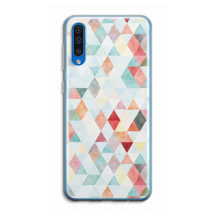 Gekleurde driehoekjes pastel: Samsung Galaxy A50 Transparant Hoesje
