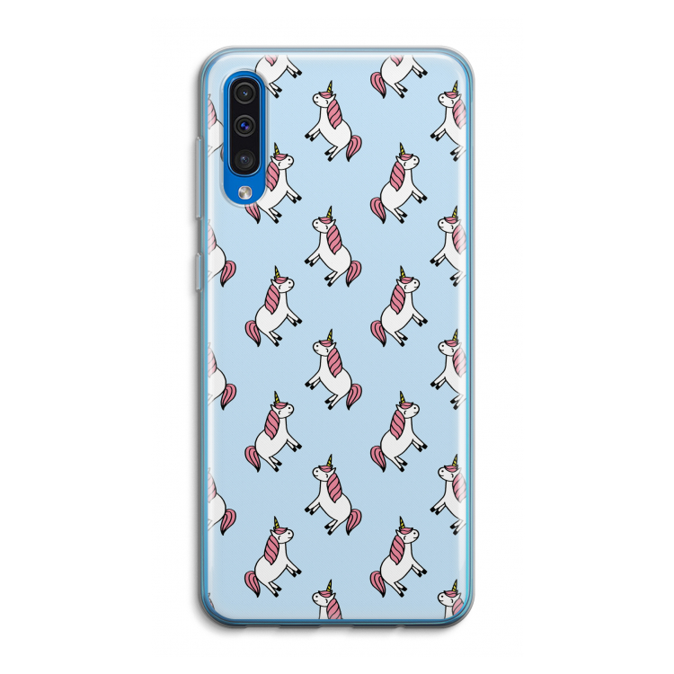 Eenhoorns overal: Samsung Galaxy A50 Transparant Hoesje