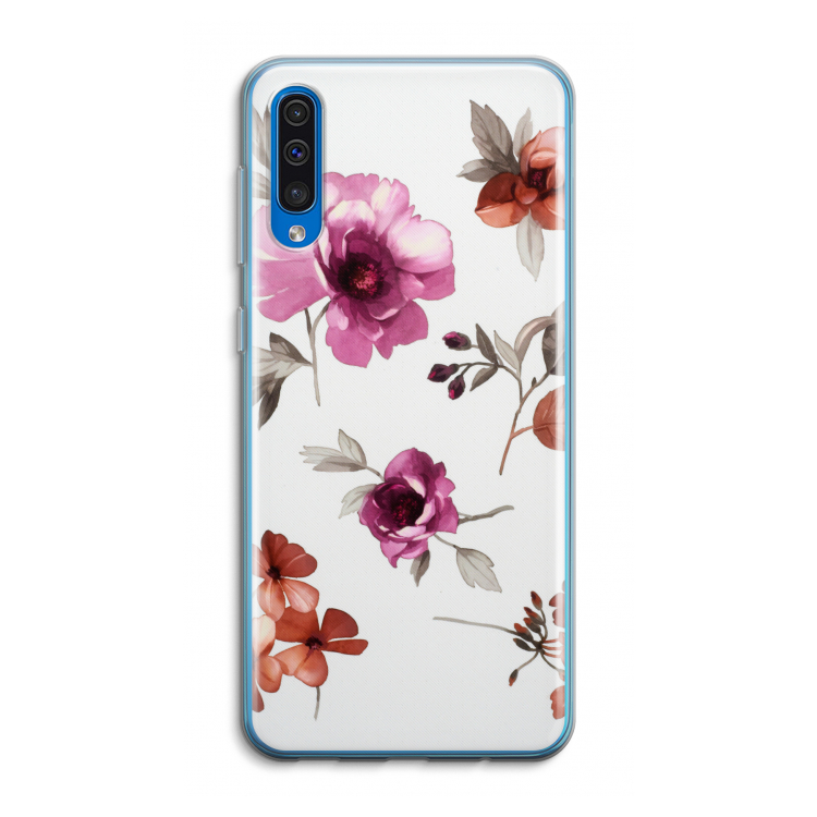 Geschilderde bloemen: Samsung Galaxy A50 Transparant Hoesje